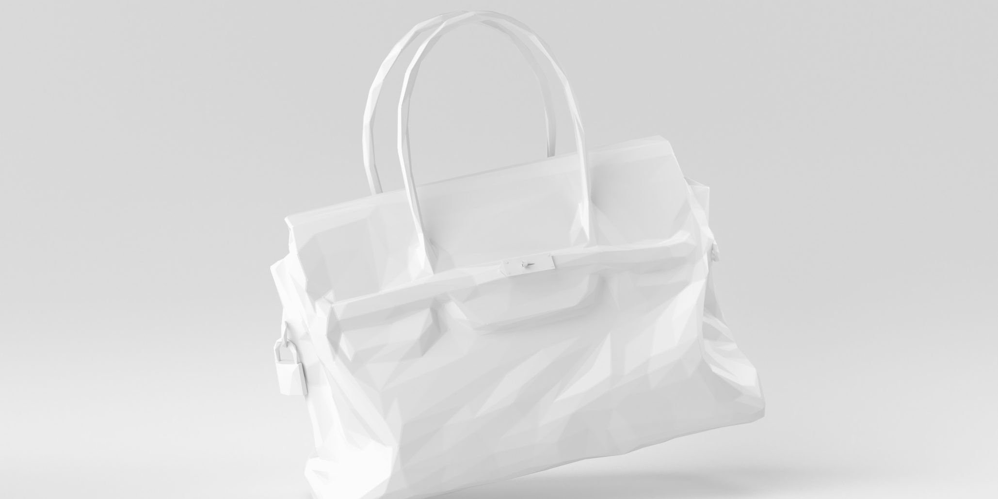 White Bag Women Fashion accessories floating in white background. minimal concept idea creative. origami style. 3D render.